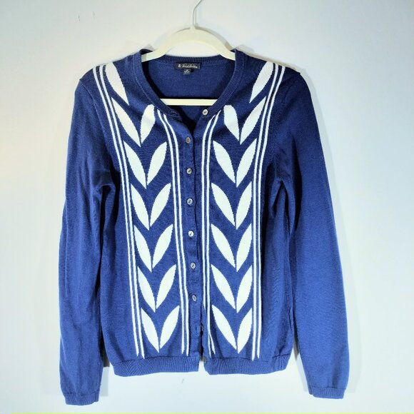 Brooks Brothers Sweaters - Brooks Brothers Silk-Cotton Jacquard Leaf Knit‎ Cardigan